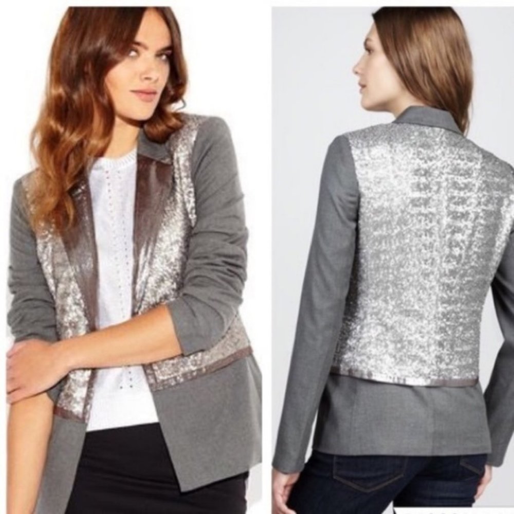 Elizabeth and James Grey Silver Sequined Blazer